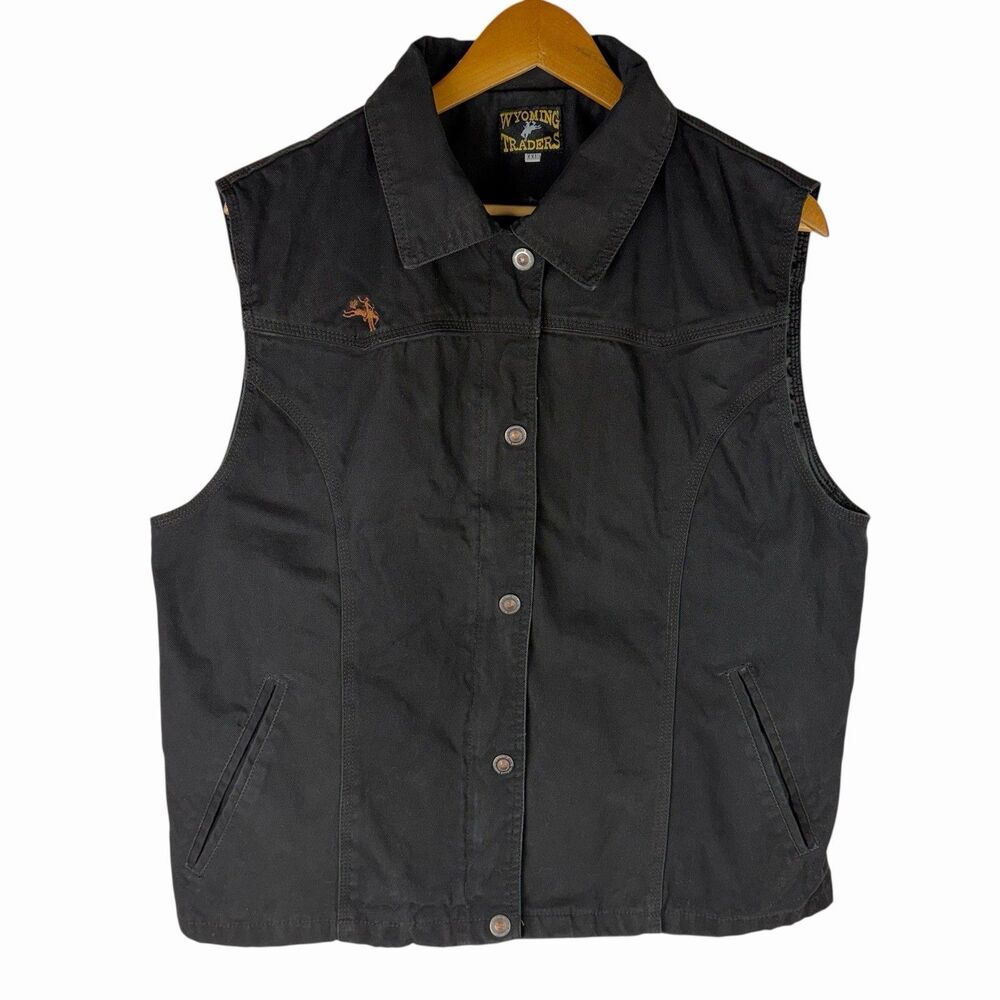 Wyoming Traders Mens Canvas Shooting Vest XXL Black Full Button Western Cowboy